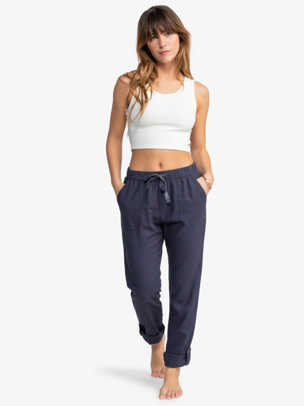 Roxy On The Seashore - Cargo Hose aus Leinen in Mood Indigo Dunkelblau Roxy On The Seashore - Cargo Hose aus Leinen in Mood Indigo Dunkelblau