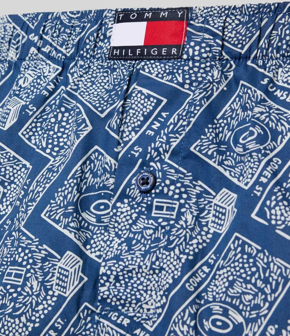 Tommy Hilfiger Herren 3er Woven Boxer set - Blau/Rosa/Palmen Tommy Hilfiger Herren 3er Woven Boxer set - Blau/Rosa/Palmen