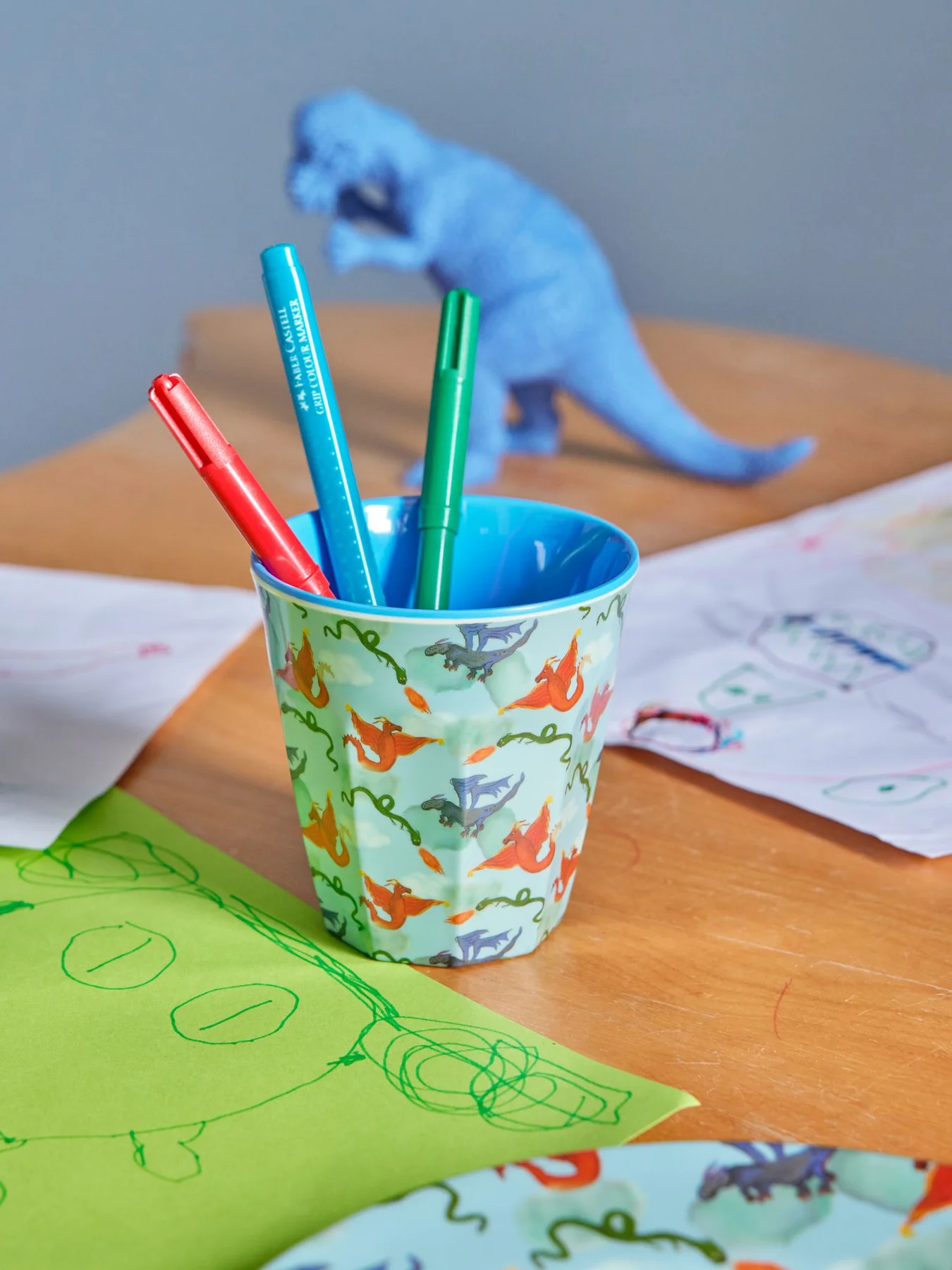 RICE Mittelgroße Becher - Blau - Dragon Print - Drachen - 250 ml RICE Mittelgroße Becher - Blau - Dragon Print - Drachen - 250 ml