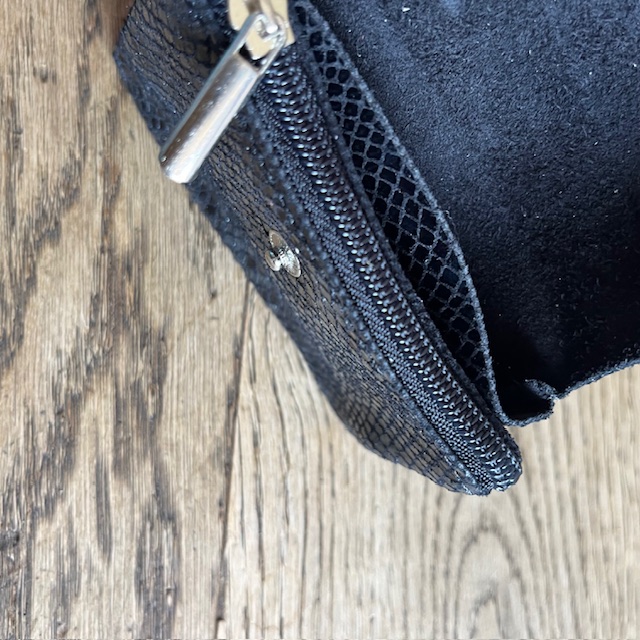Soft Leder Geldbeutel - Schlangenoptik Schwarz - Klein 