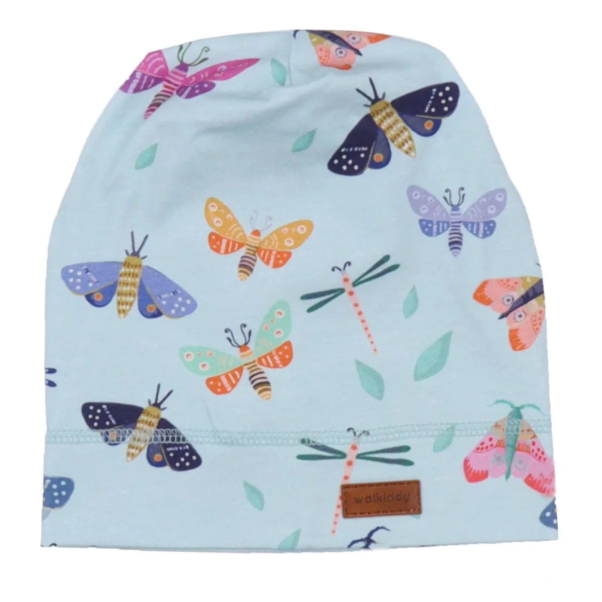 Walkiddy Beanie in Flieder - Colorful Butterflies - Schmetterlinge