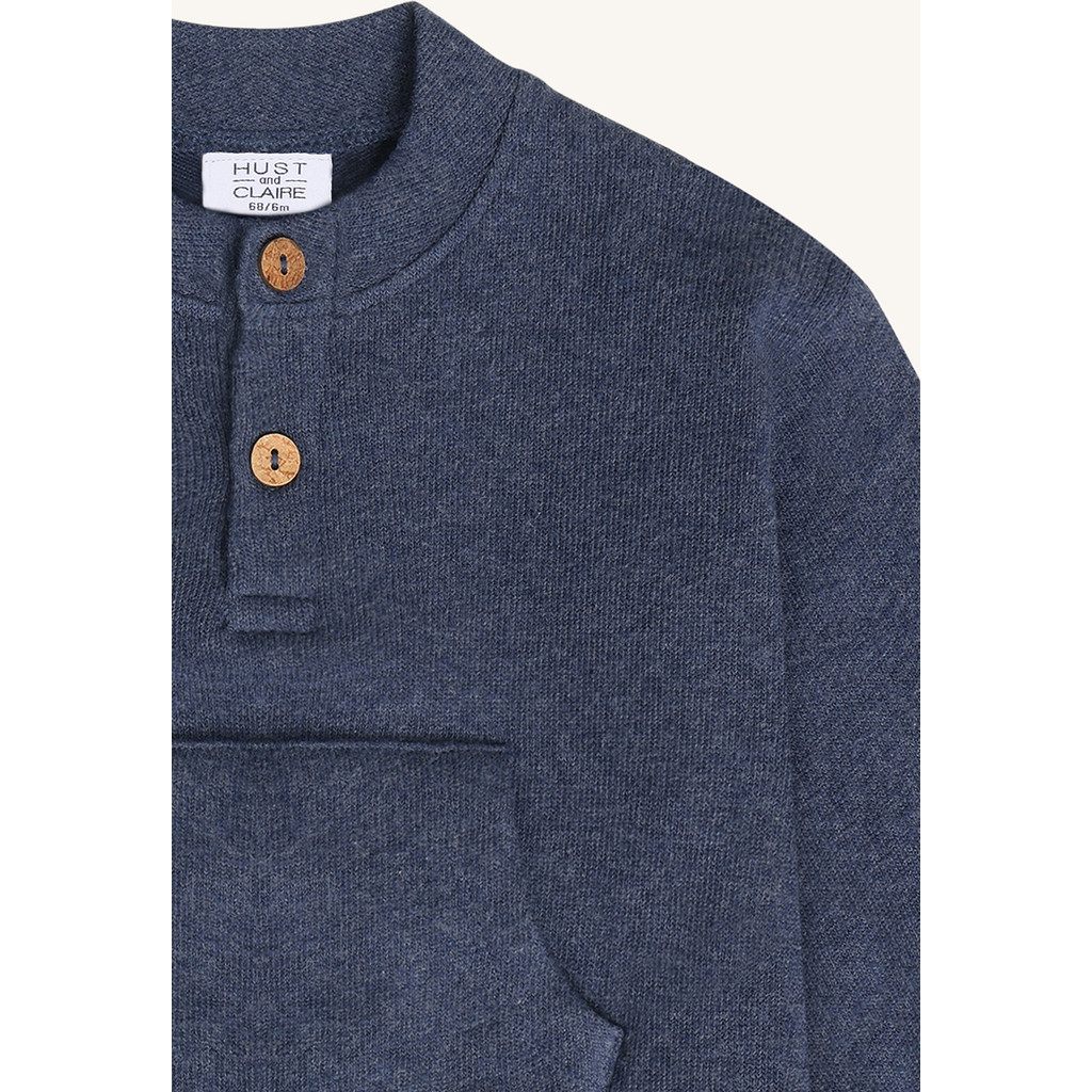 Hust & Claire Sigurt Feinen Sweatshirt Pullover mit Kangaroo Tasche in Blau