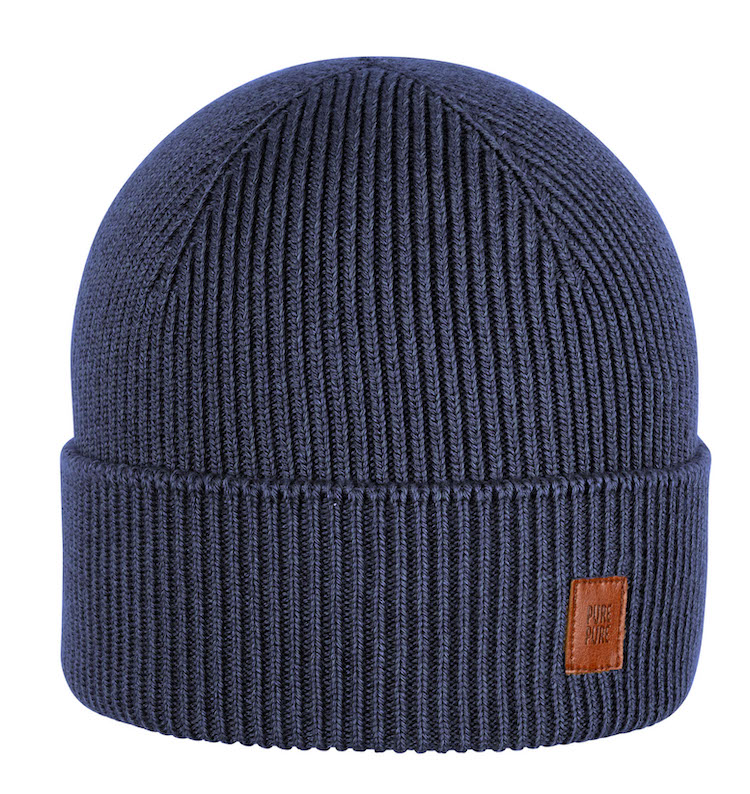 PURE PURE Beanie Mütze -Merinowolle & Seide - in Blau