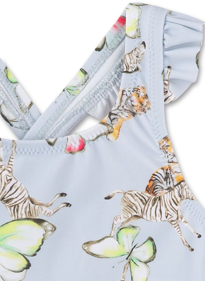 Sanetta Badeanzug in Hellblau - Zebras & Schmetterlinge