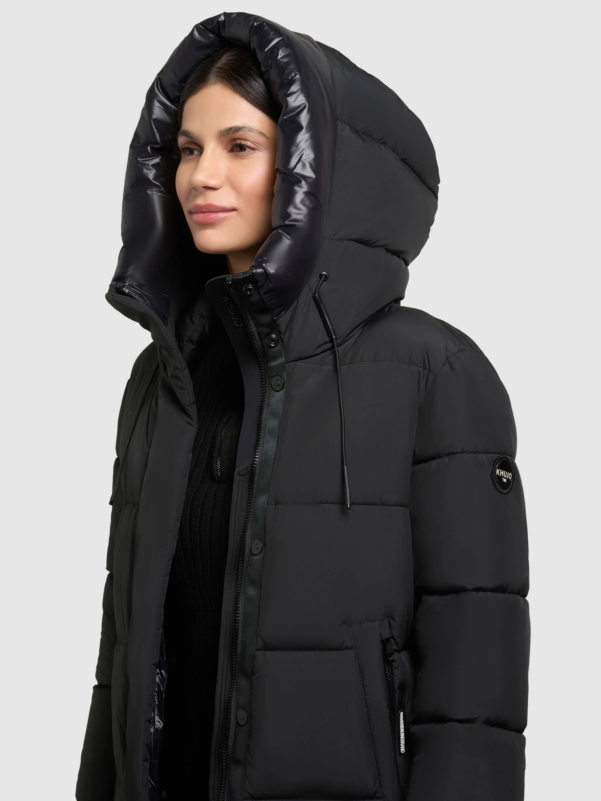 Khujo langer Steppmantel VELIA in Black - Schwarz