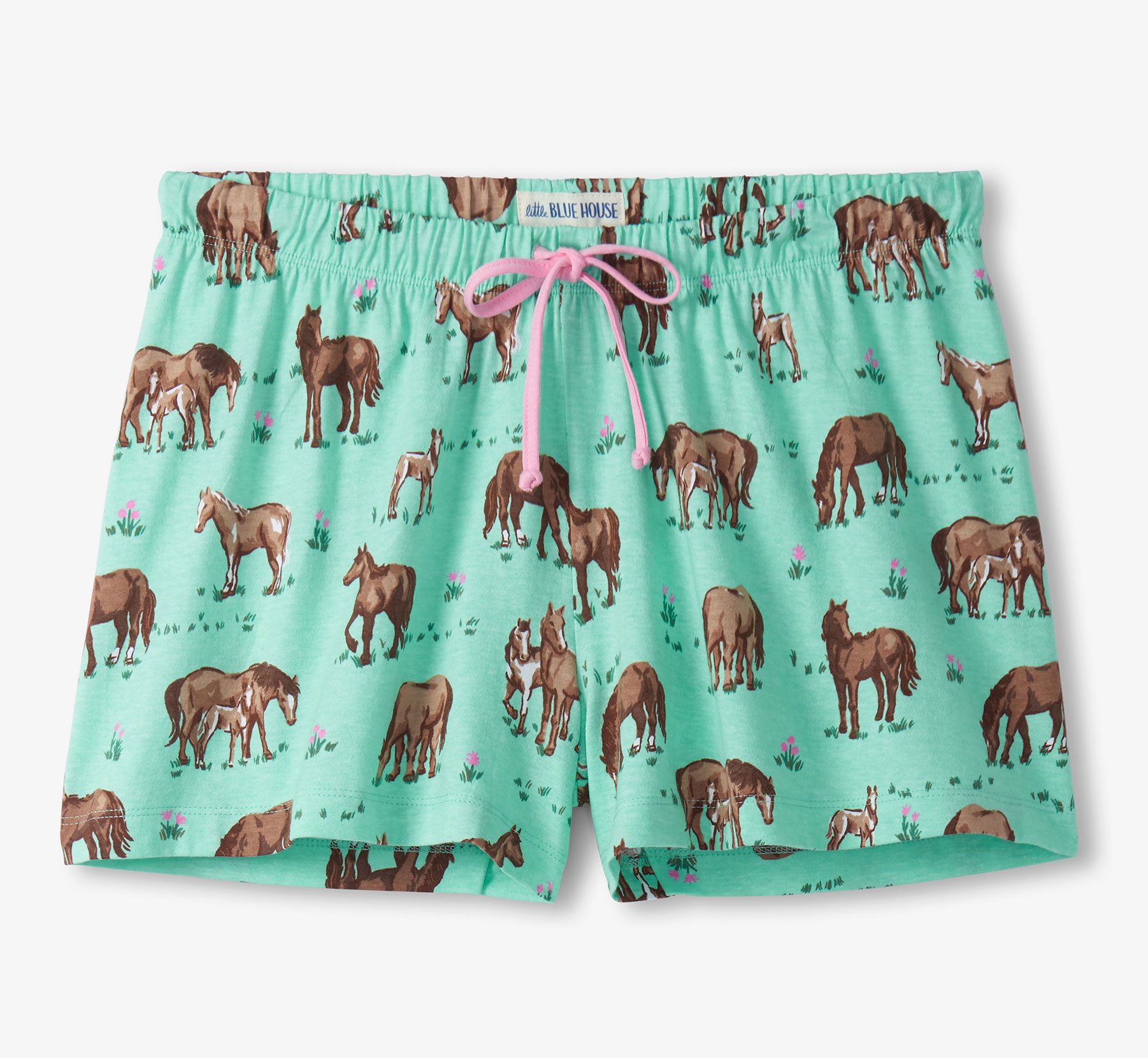 Little Blue House Damen Schlafshorts - Kurze Pyjama Hose in Grün - Western Horses - Pferde Little Blue House Damen Schlafshorts - Kurze Pyjama Hose in Grün - Western Horses - Pferde