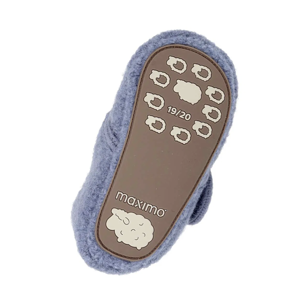 Maximo Woll-Fleece Lauflern Hausschuhe mit Anti-Rutsch-Sohle + Strickbund - Feuerwehr