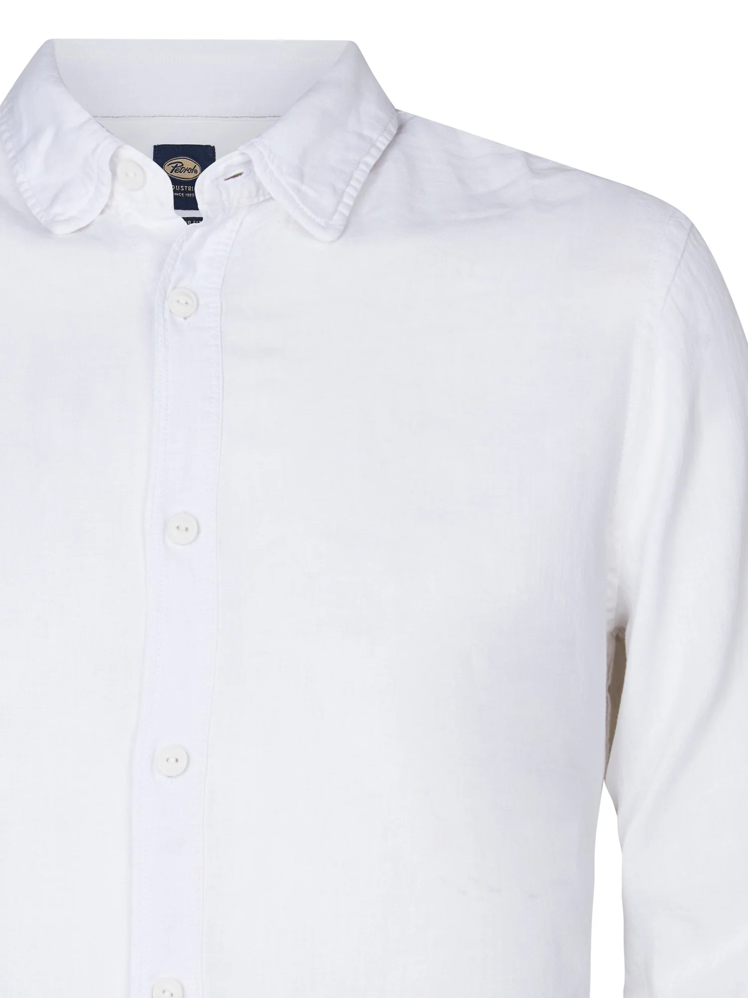 Petrol Industries Herren Leinenhemd in Bright White - Weiß Petrol Industries Herren Leinenhemd in Bright White - Weiß