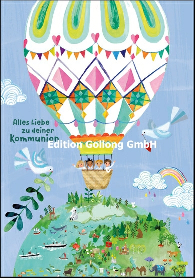 Edition Gollong Grußkarte - zur Kommunion - Heißluftballon