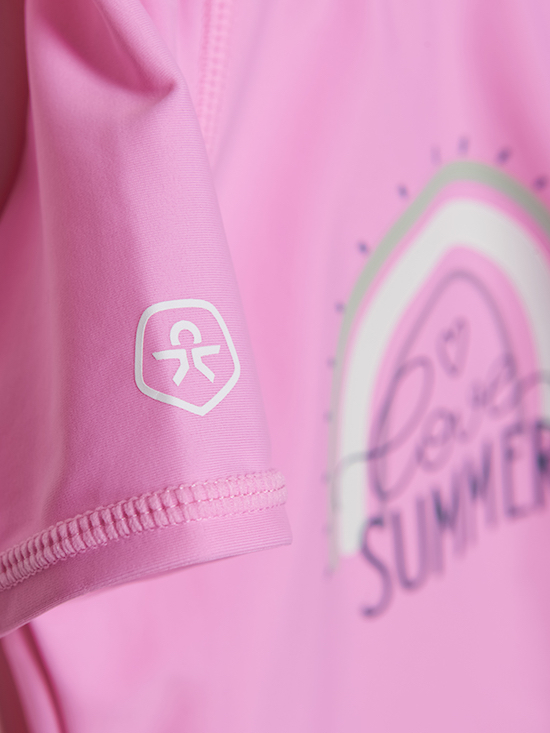 Color Kids Baby UV-Schutz Kurzarm Shirt in Neon Pink - Love Summer