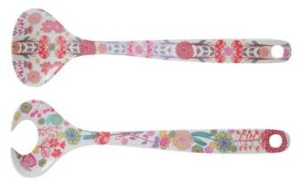 Overbeck & Friends Melamin Salatbesteck Lilly-Rose - Weiß/Rosa