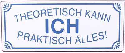 em6702 Lafinesse Metal Schild - Theoretisch kann ich praktisch alles