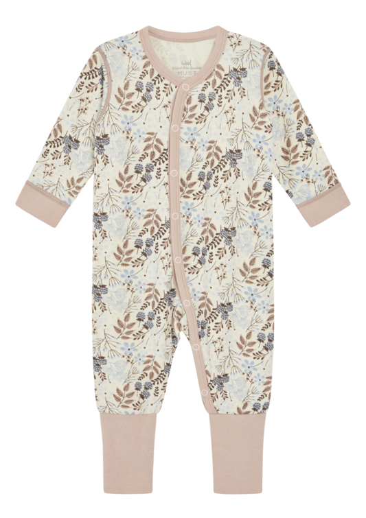 Hust & Claire Manu Wolle Bambus Strampler mit Füße zum umklappen - Rosa & Blau Blumen Hust & Claire Manu Wolle Bambus Strampler mit Füße zum umklappen - Rosa & Blau Blumen