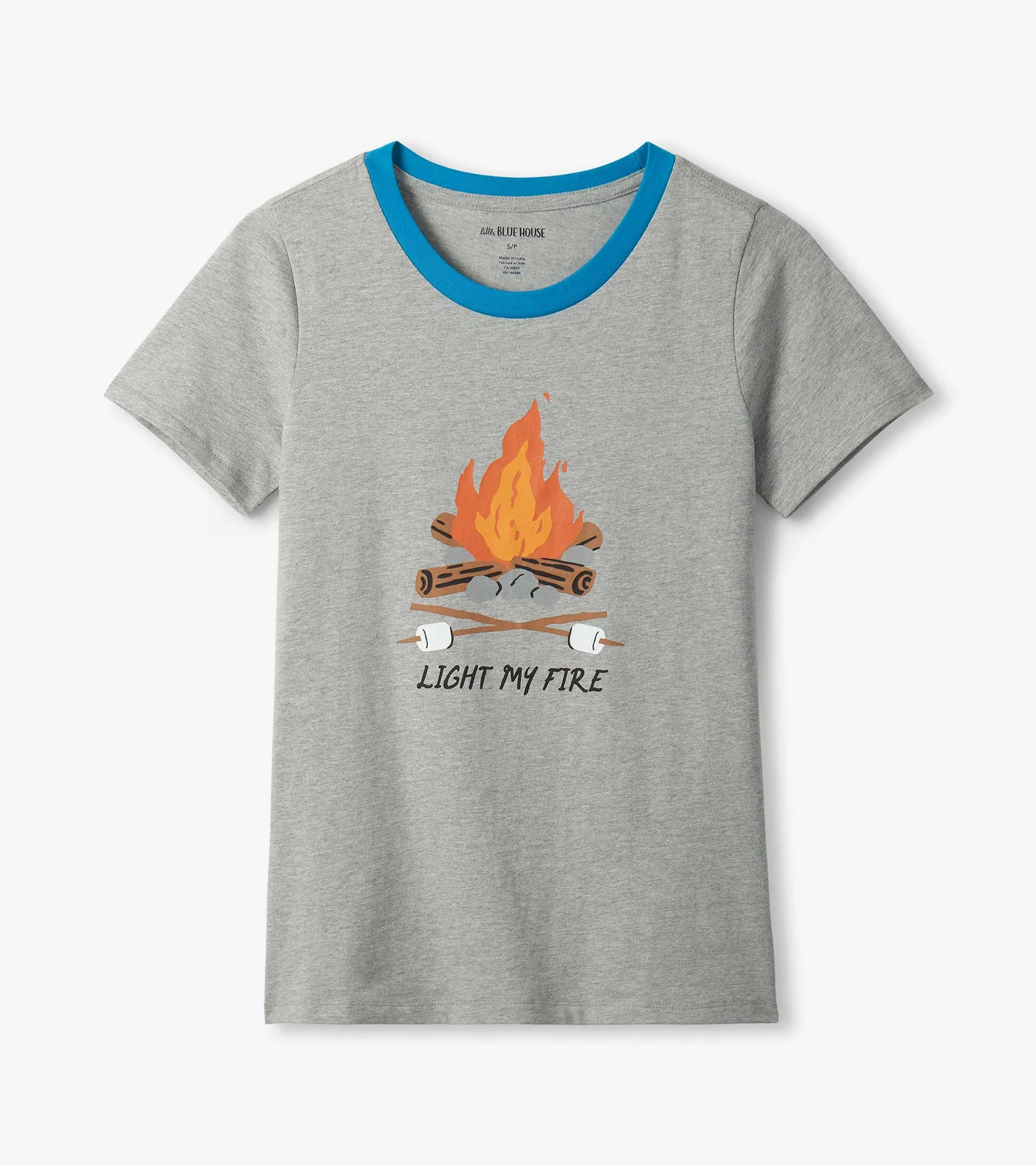 Little Blue House Damen Pajama T-Shirt Retro Camping in Grau - Light My Fire Little Blue House Damen Pajama T-Shirt Retro Camping in Grau - Light My Fire