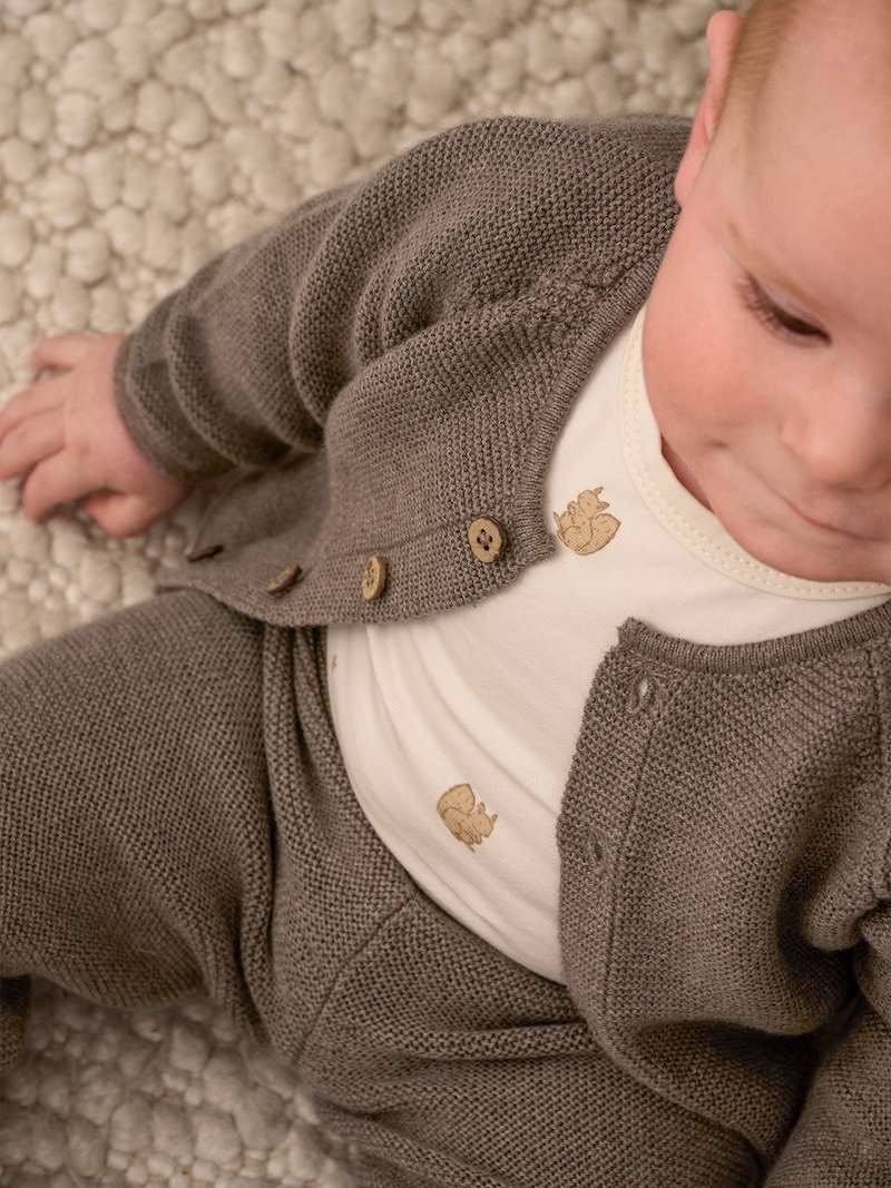 FIXONI Baby Strickhose in Mountain Trail Melange Braun