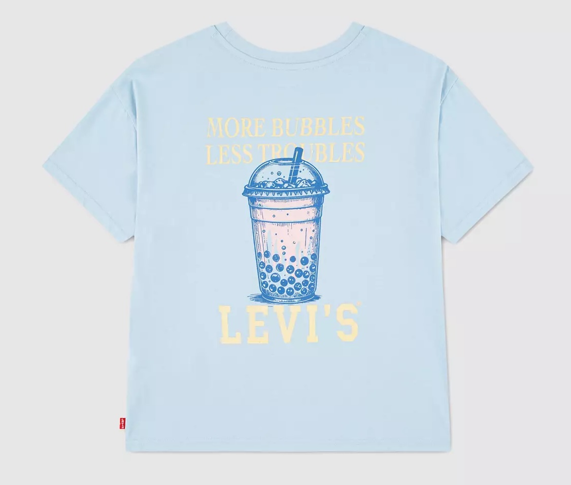 Levis Mädchen T-Shirt in Hellblau - Bubble Tea - More Bubbles Less Troubles Levis Mädchen T-Shirt in Hellblau - Bubble Tea - More Bubbles Less Troubles