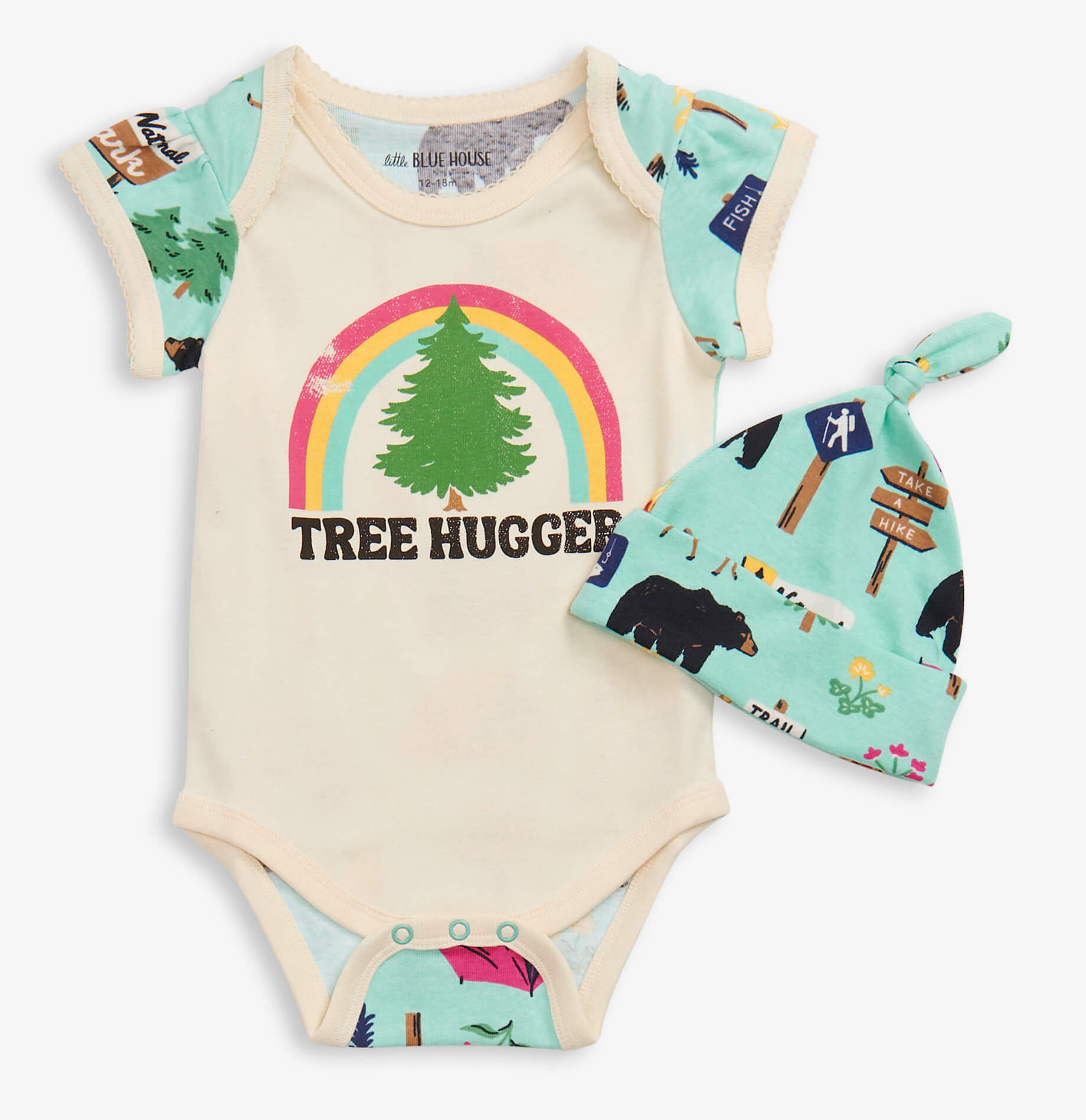 DR4HIKE007 Little Blue House Baby Body & Mütze Set - Treehuger - Baumliebhaber