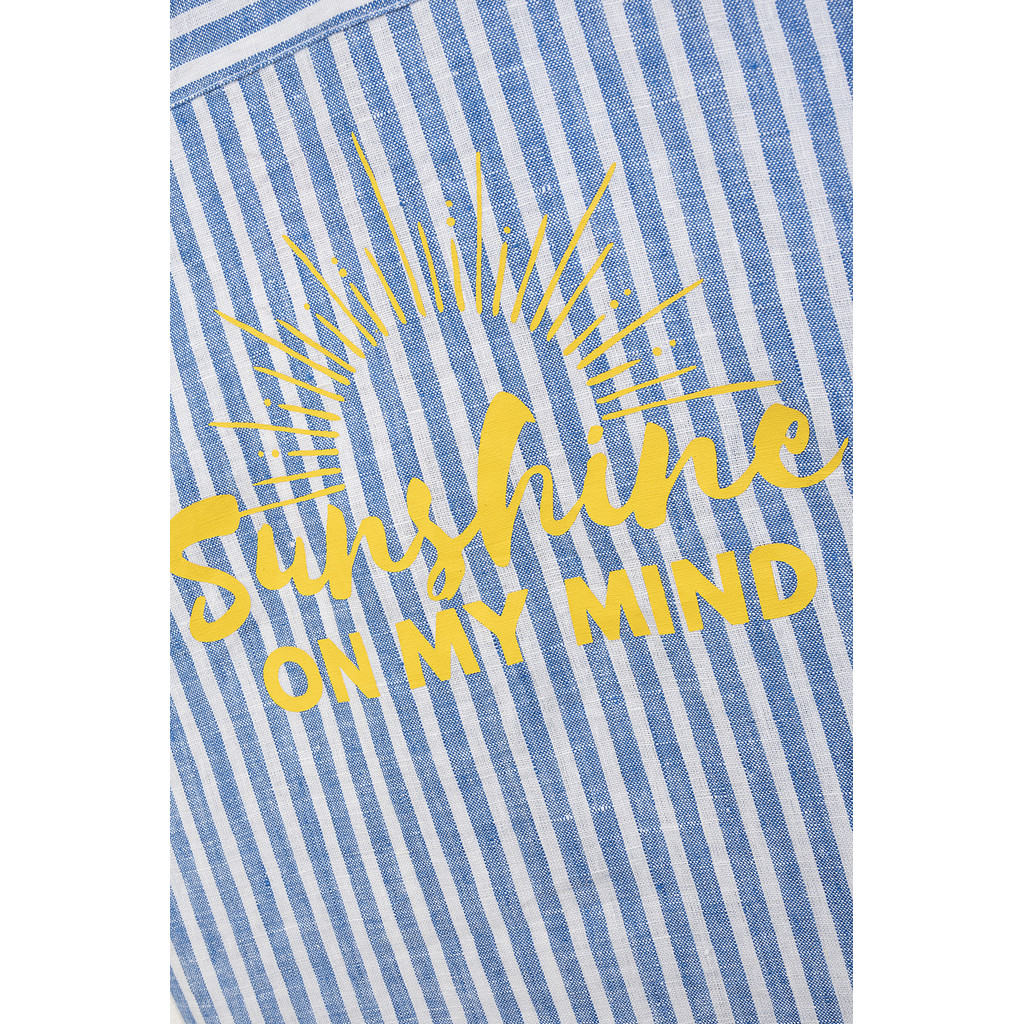 Danamade DNOA Damen Leinen Hemd Blau Gestreift mit Backprint - Sunshine Danamade DNOA Damen Leinen Hemd Blau Gestreift mit Backprint - Sunshine
