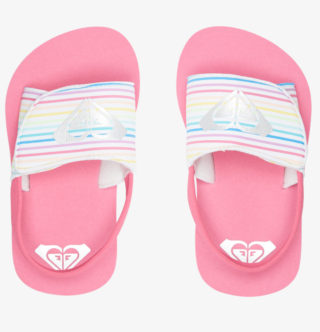 arol100012_roxy-p_pnk_frt4 Roxy Girls Finn Badeschuhe Sandale in Pink mit Regenbogen Streifen - SALE