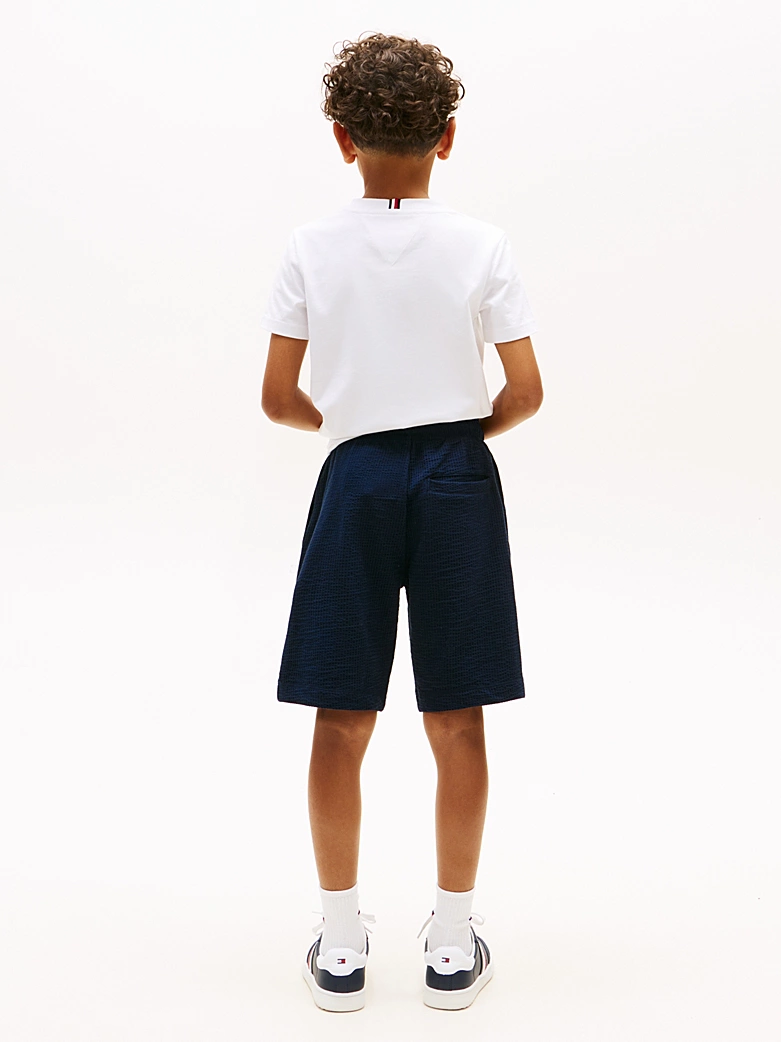 Tommy Hilfiger Sweat-Shorts aus Jersey-Seersucker in Dark Night Navy Blau