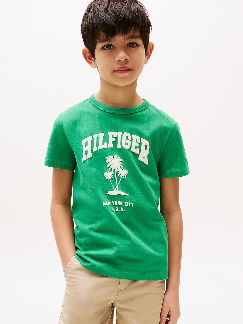 Tommy Hilfiger T-Shirt Kurzarm in Radiant Green mit Palme - SALE