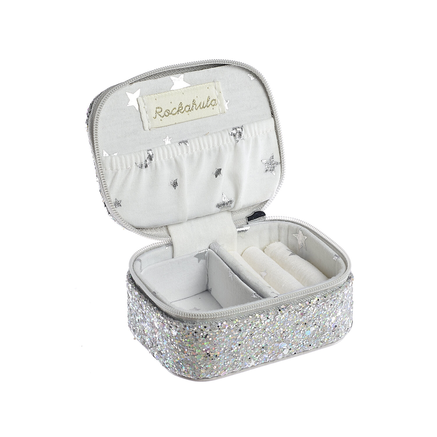 Rockahula Schmuckschatulle Confetti Glitter Silber Mini Schmuckkasten