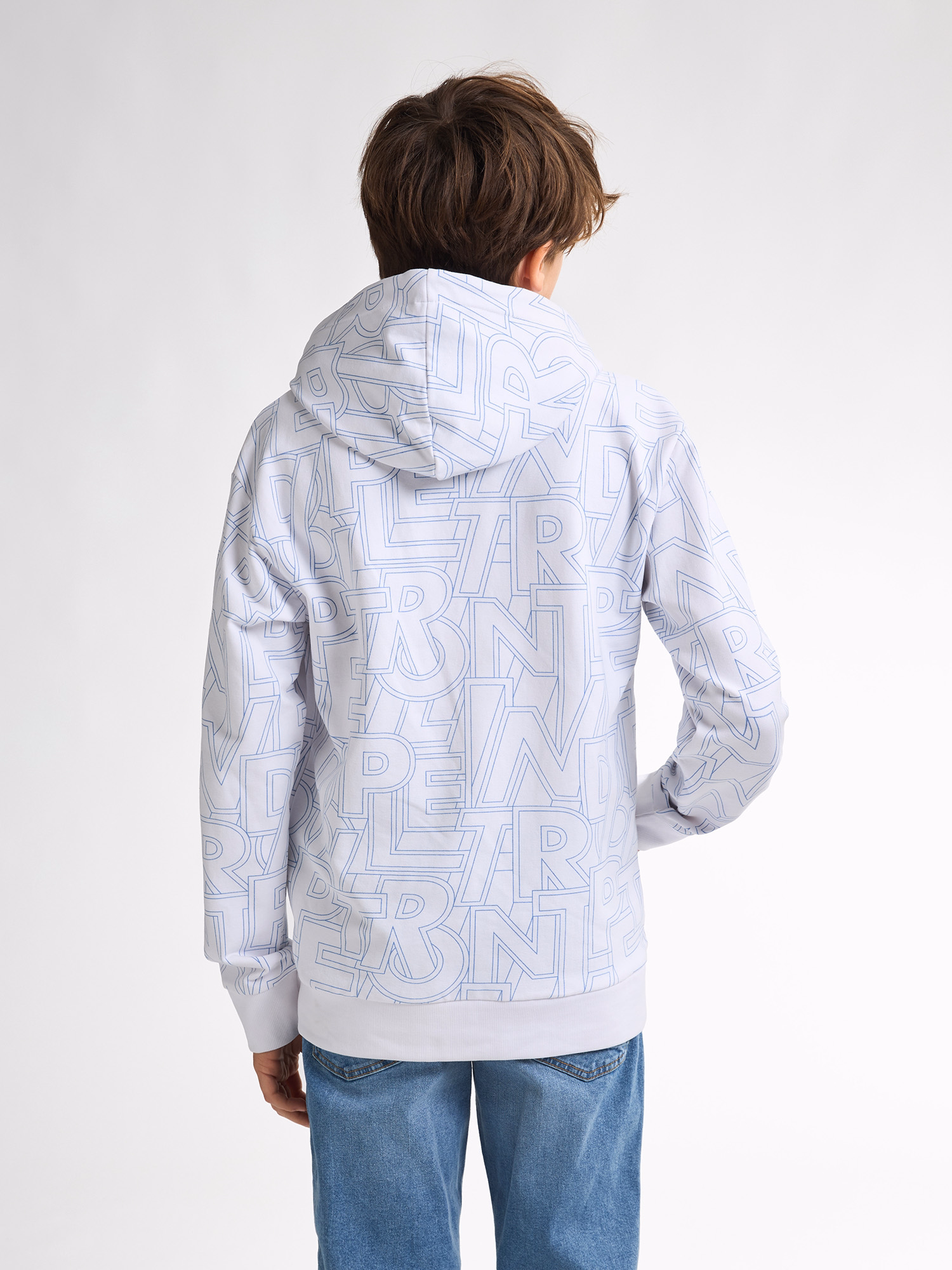 Petrol Industries Jungs Hoodie Sweatshirt in Bright White Weiß mit Allover Print in Blau - SALE