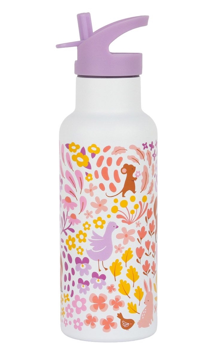 A Lovely Little Company Thermos Edelstahl Trinkflasche Groß mit Strohhalm - 500ml Blumengarten mit Fuchs A Lovely Little Company Thermos Edelstahl Trinkflasche Groß mit Strohhalm - 500ml Blumengarten mit Fuchs