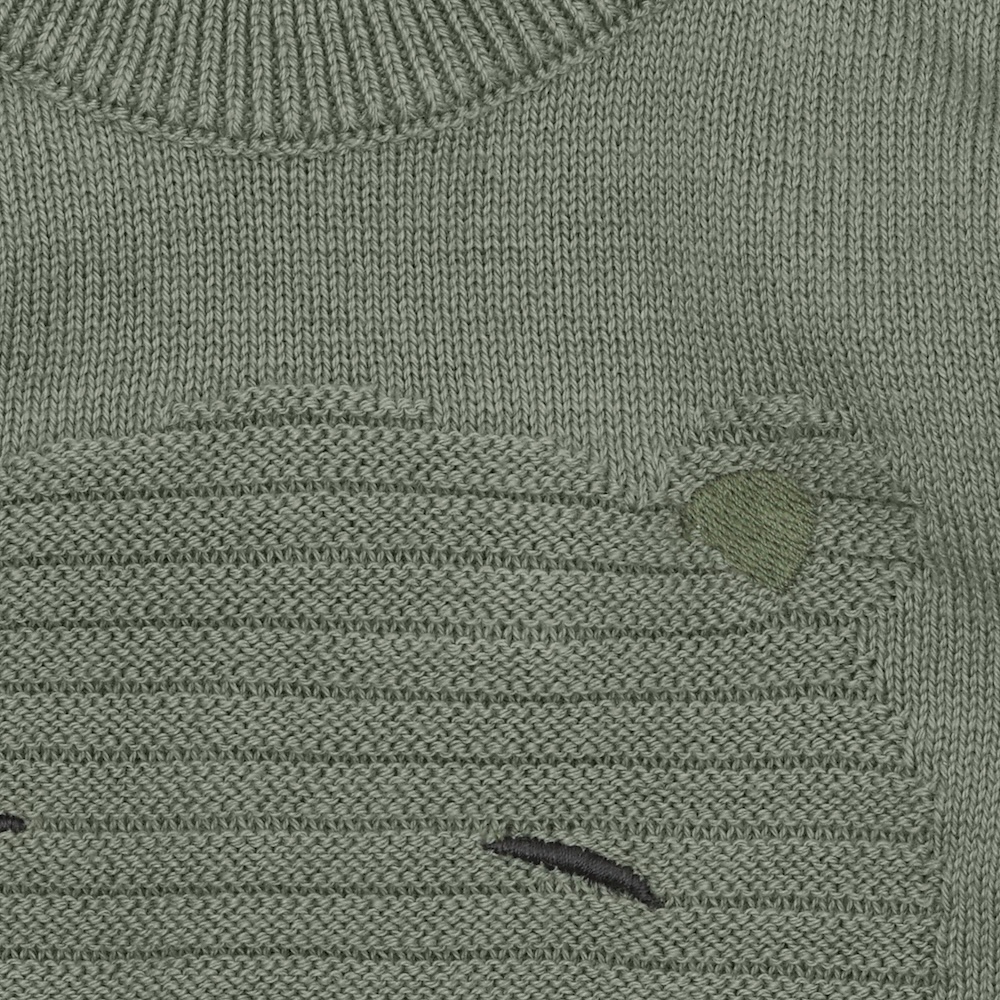 Minymo Strickpulli in Oliv mit Teddy Bär Minymo Strickpulli in Oliv mit Teddy Bär