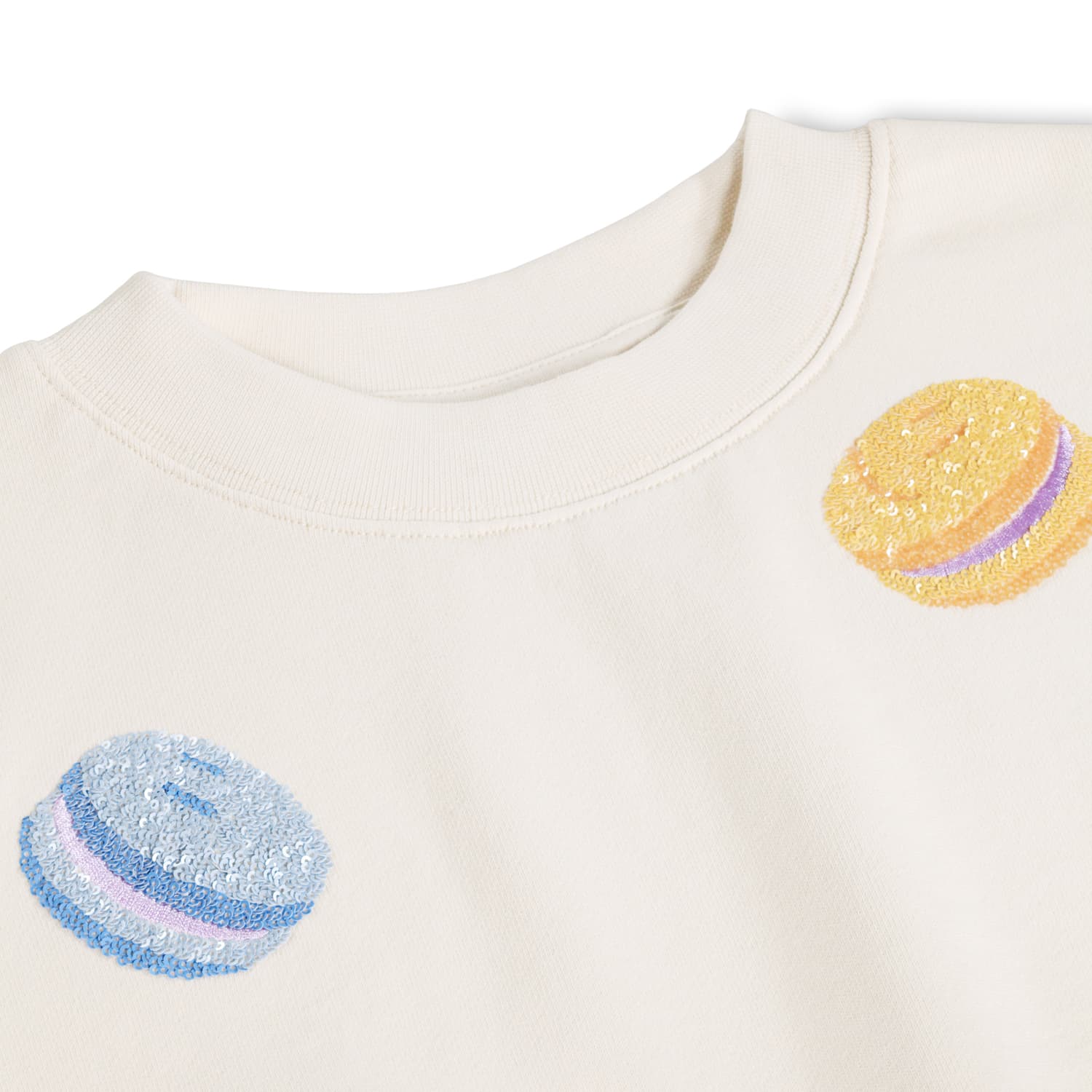 Molo Marge Sweatshirt in Creme mit Pastell Glitzer Macaroons Allover Molo Marge Sweatshirt in Creme mit Pastell Glitzer Macaroons Allover