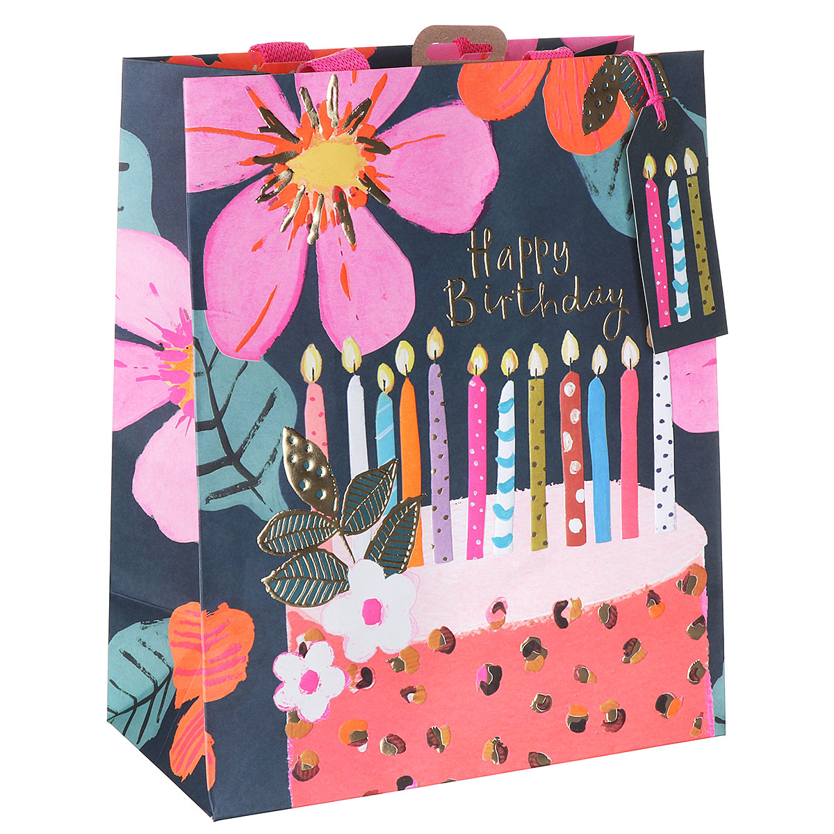glick-glps130-paper-salad-birthday-candles-large-gift-bag-1 Glick Geschenktasche Large - Happy Birthday - Torte mit Kerzen