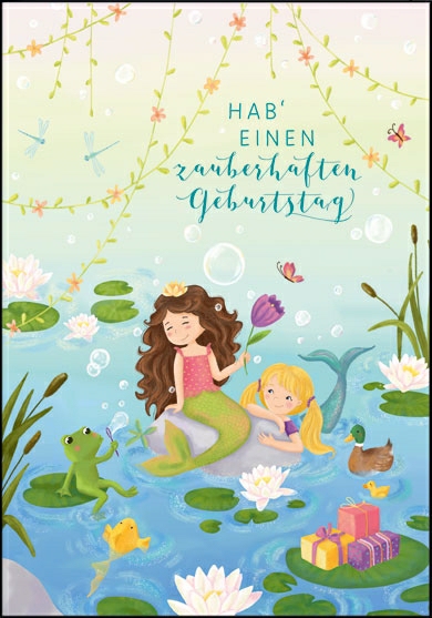 1-6969-1 Edition Gollong Grußkarte - Zauberhafte Geburtstag - Meerjungfrauen