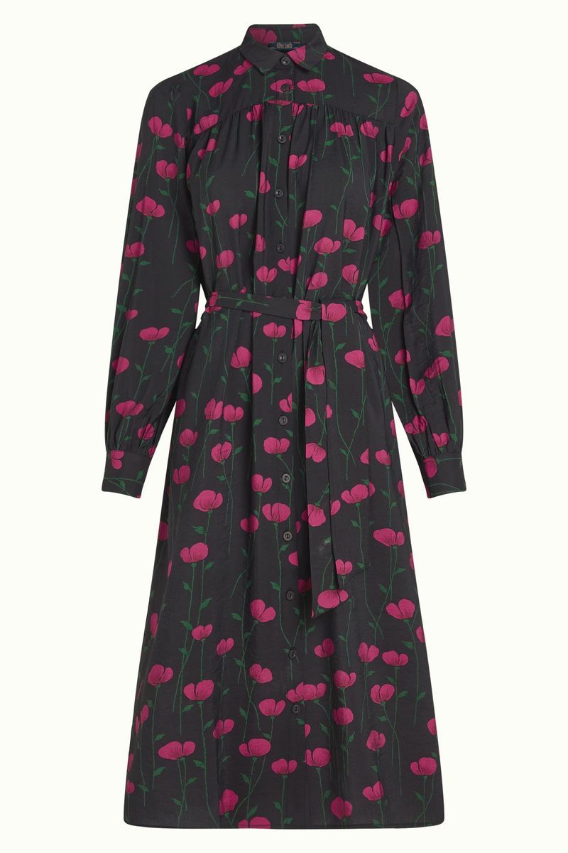 King Louie Amy Blusenkleid Harper mit allover Blumen Print - Schwarz - SALE