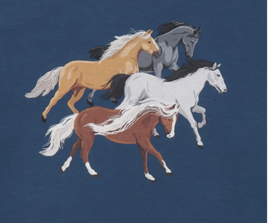 Walkiddy Langarmshirt The Majestic Horses in Blau - Pferde - SALE
