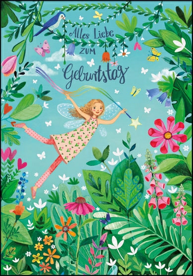 Edition Gollong Karte Alles Liebe zum Geburtstag - Fee & Blumen