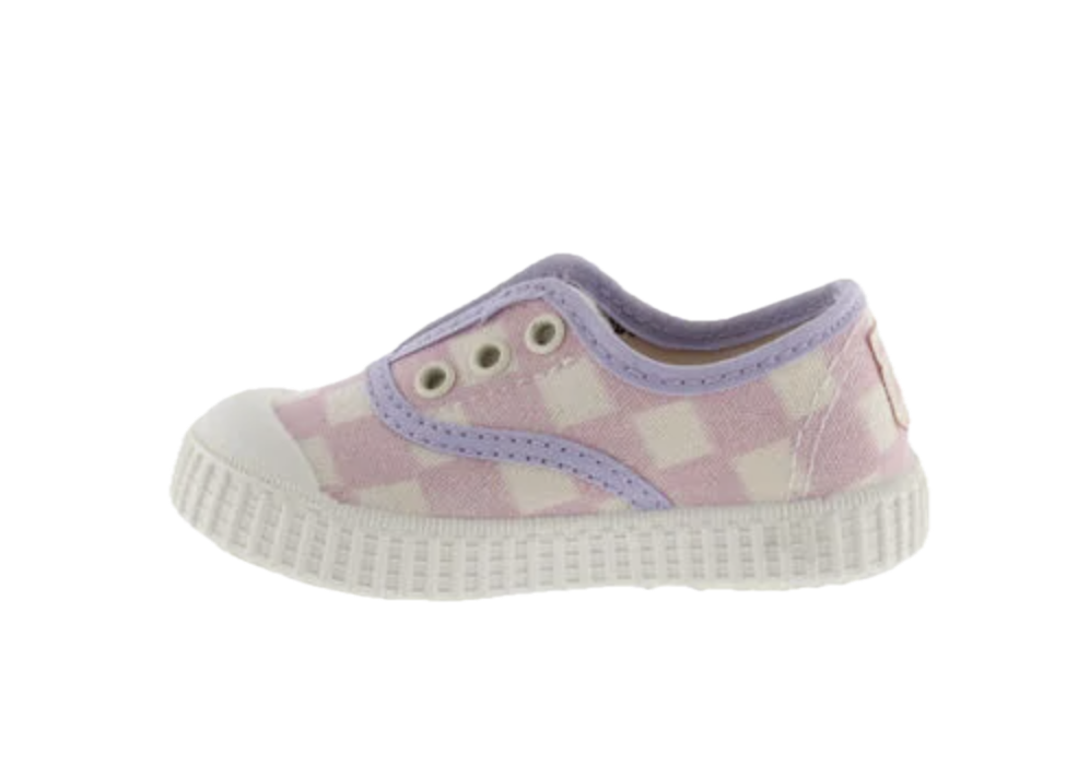 Victoria Schuhe Karierte Canvas-Sneaker für Kinder mit Gummizug - Rosa Victoria Schuhe Karierte Canvas-Sneaker für Kinder mit Gummizug - Rosa
