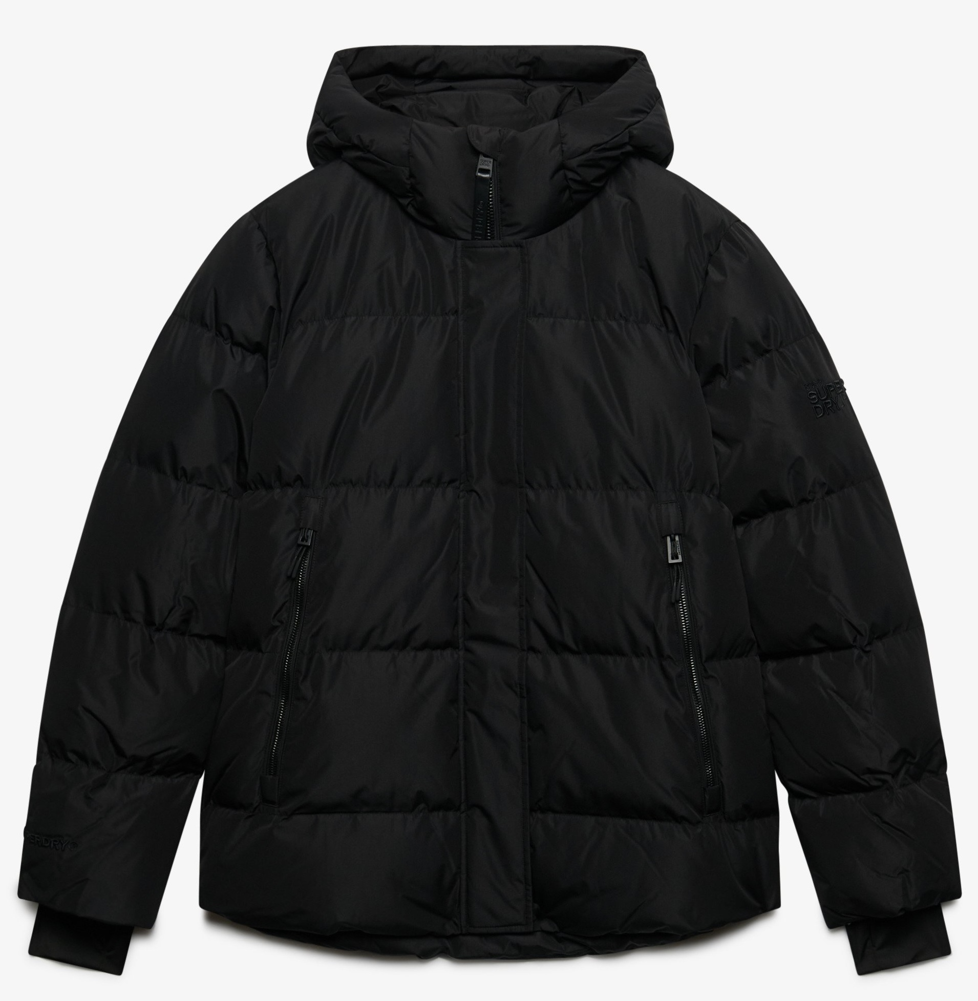Superdry Damen Sportpufferjacke mit Kapuze in Schwarz