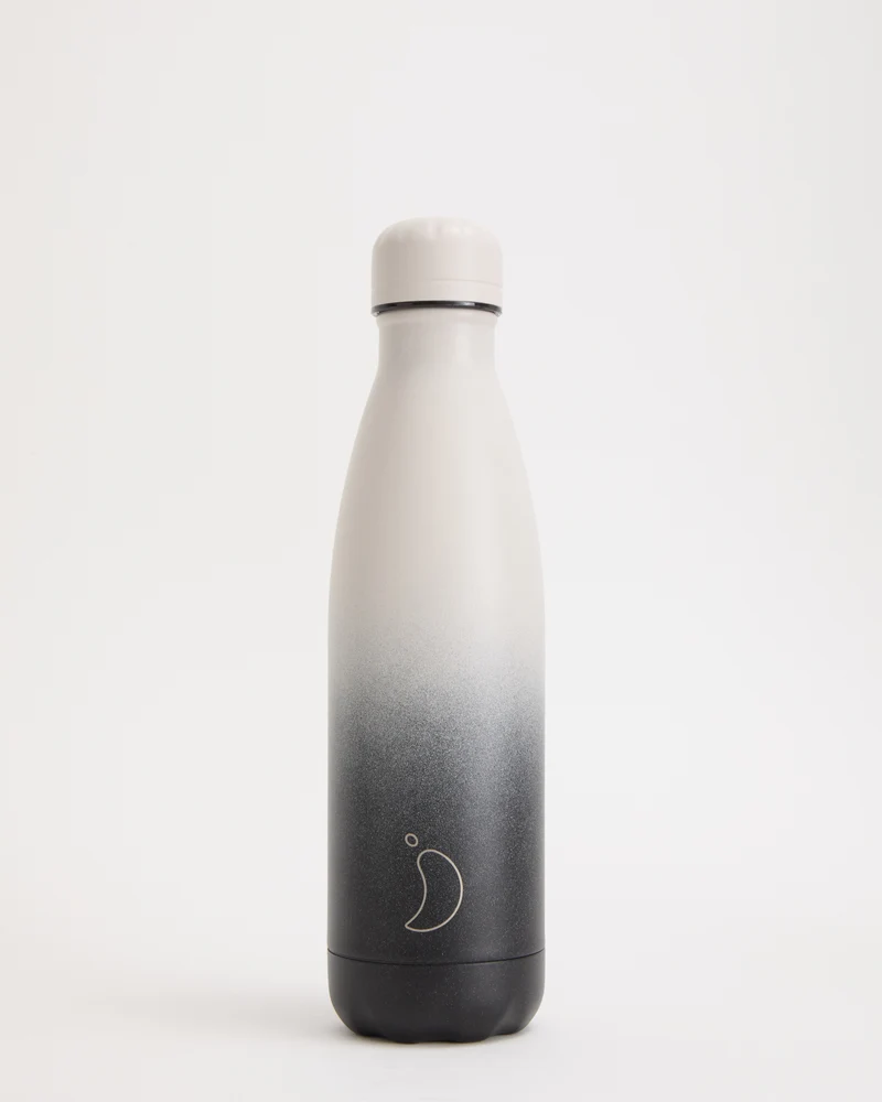 Chilly's Edelstahl Thermos Flasche Farbverlauf Weiß bis Schwarz - 500 ml