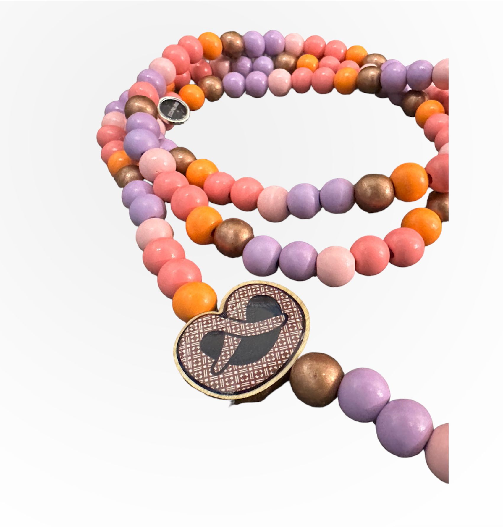 Mo Beads Holzperlen Handykette in Pastell - Charm Brezl