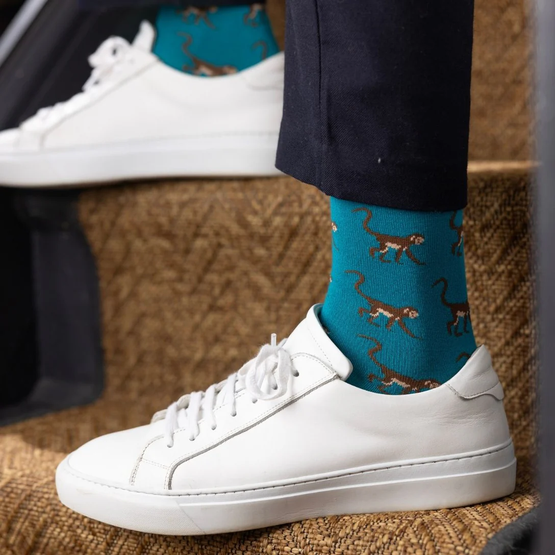 Swole Panda Bambus Herren Socken in Petrol & Braun - Monkey/Affe Swole Panda Bambus Herren Socken in Petrol & Braun - Monkey/Affe