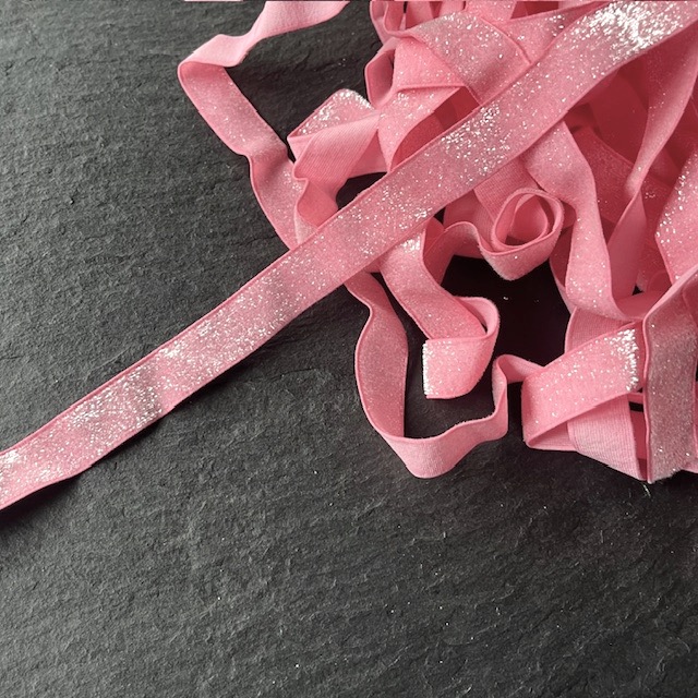Wowzers Bastelbedarf Glitzer FOE Gummiband Rosa - 1 Meter 