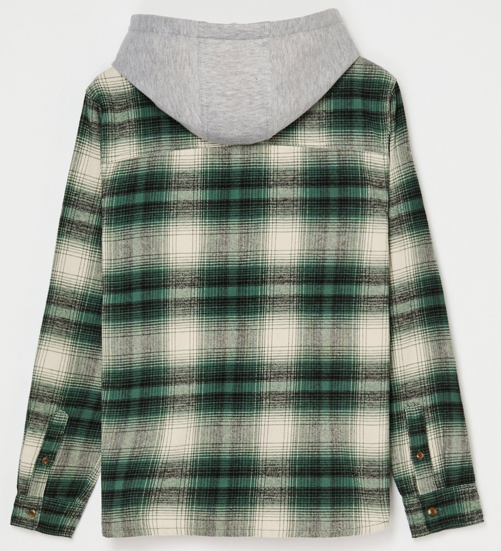 Quiksilver Timetable Flannel Hemd mit Hoodie Holzfäller Karo Grün