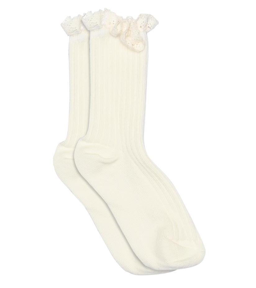 MP Denmark Julia Lace Socken in Snow White Creme mit Spitze