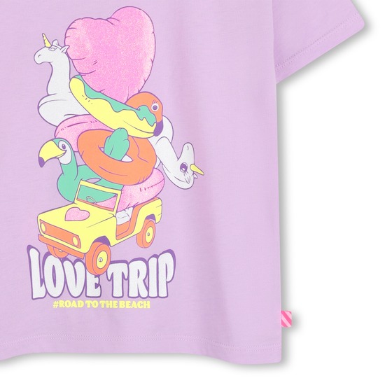 Billieblush Kurzarm T-Shirt in Lila Flieder mit Glitzer - Love Trip Billieblush Kurzarm T-Shirt in Lila Flieder mit Glitzer - Love Trip