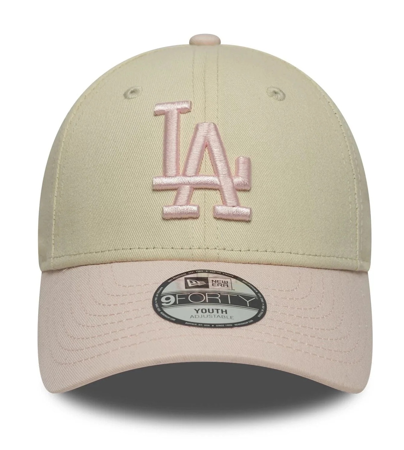 New Era Kids 9FORTY Cap LA Dodgers MLB League Essential Light Beige & Rosa Colorblock 