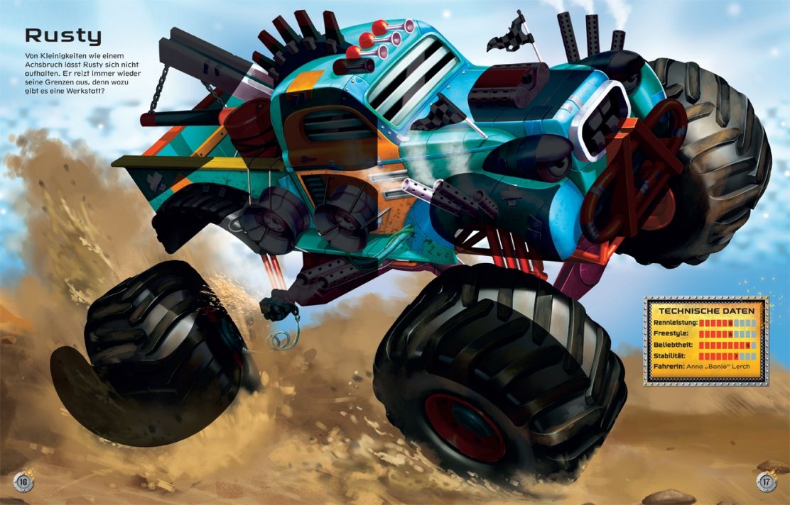 9781782327851_spread_image Usborne Der große Stickerspaß - Monster Trucks