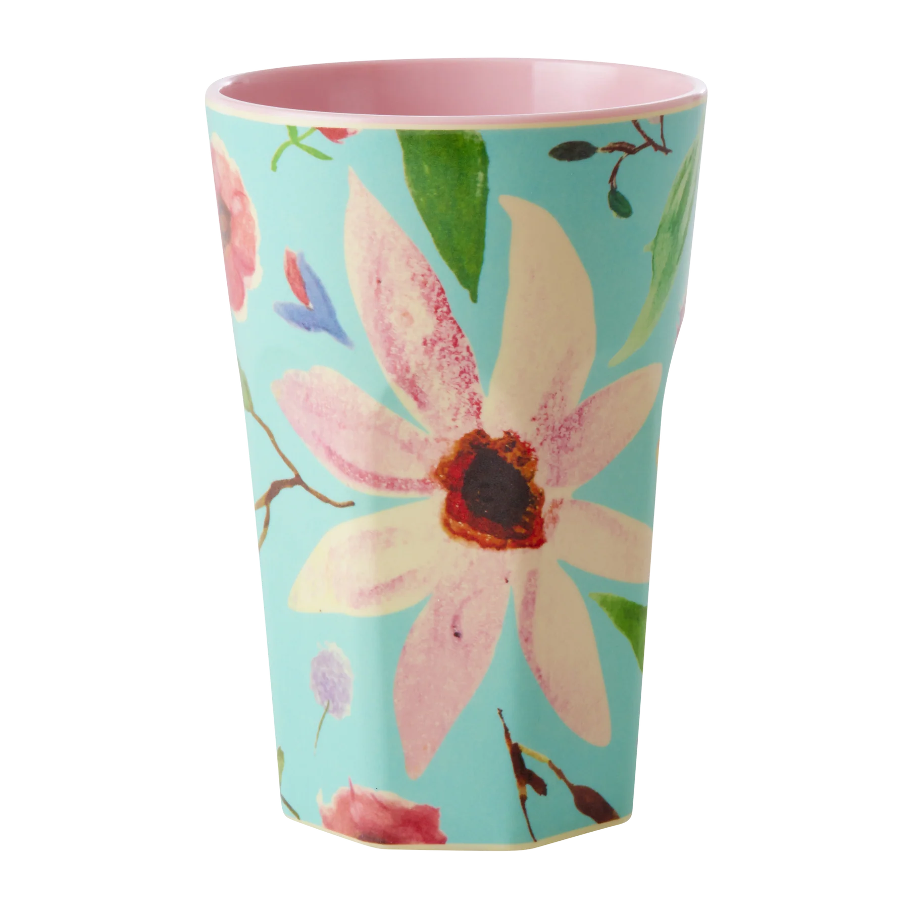 RICE Melamin Tall Großer Becher - Mint - Selma Flower Print