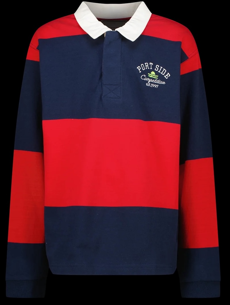 Vingnio Jungs langarm Polo Kazar in Navy/Rot gestreift 