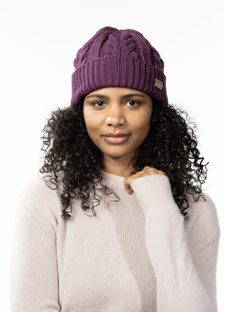 Barts Zirani Damen Beanie Zopfmuster-Strickmütze - Aubergine/Weinrot Barts Zirani Damen Beanie Zopfmuster-Strickmütze - Aubergine/Weinrot