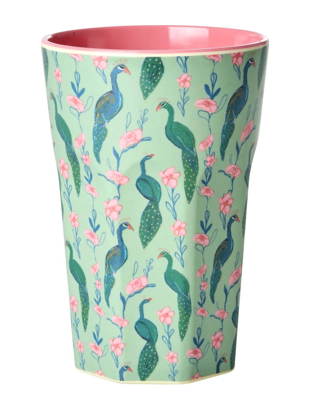RICE Großer Becher - Grün - Peacock Power Print - Pfau